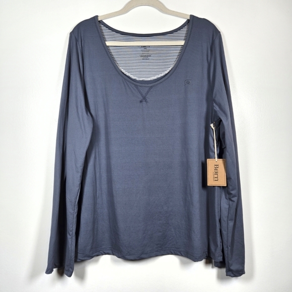 Born Tops - NEW Born Blue Butter Soft Blue Long Sleeve Scoop Neck Sleep Shirt Plus Size XXL